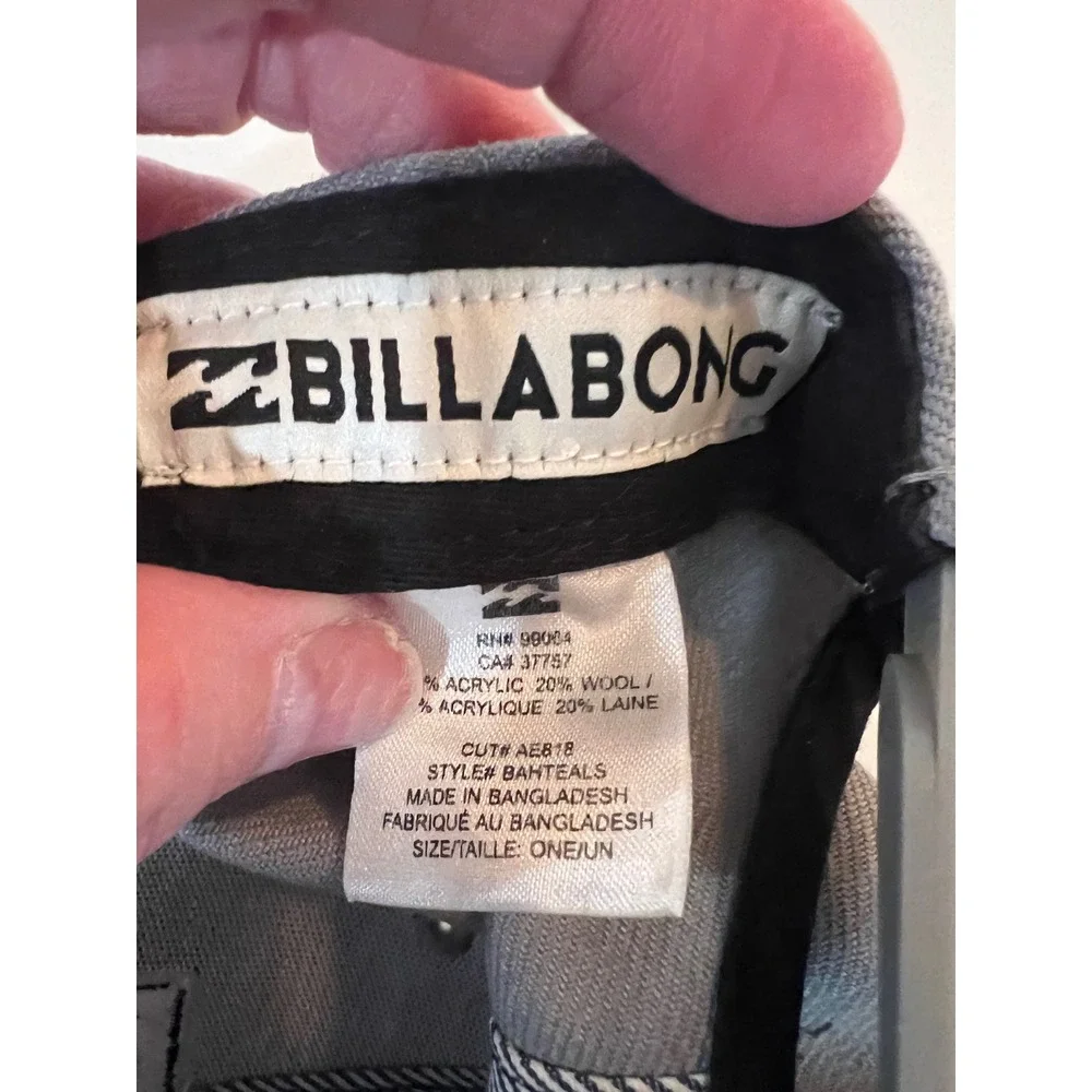 Billabong Mens Snapback Hat Grey Wave Logo Flat Brim Surf Cap‎ BAHTEALS One Size